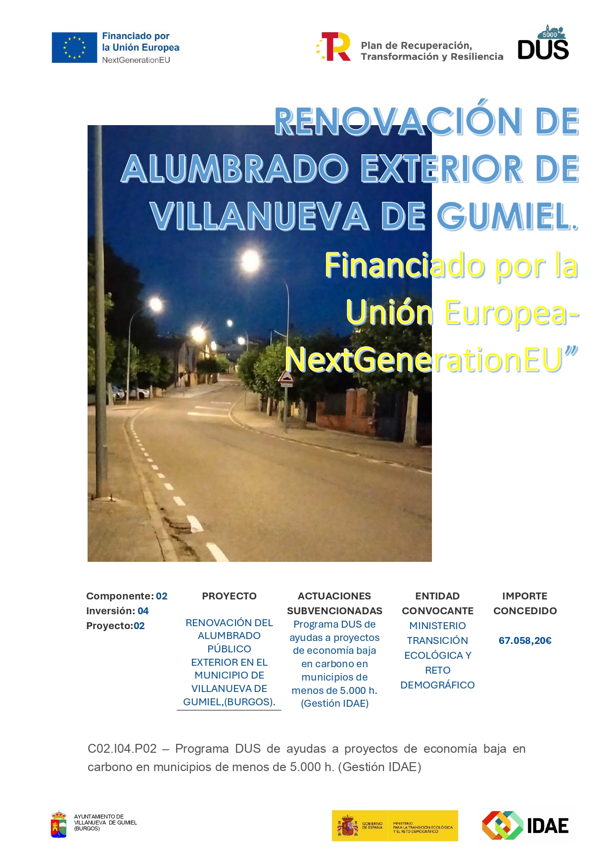 RENOVACION DE ALUMBRADO EXTERIOR VILLANUEVA DE GUMIEL